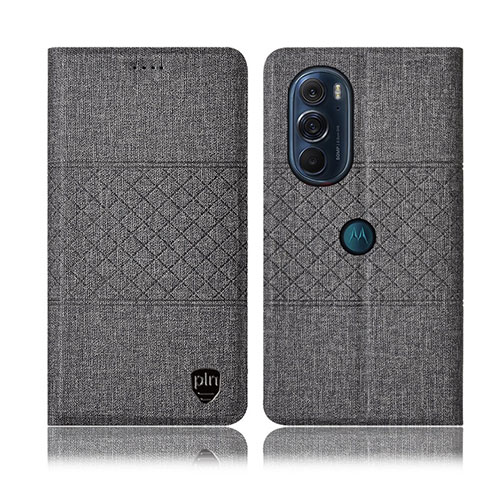 Custodia Portafoglio In stoffa con Supporto H12P per Motorola Moto Edge X30 5G Grigio