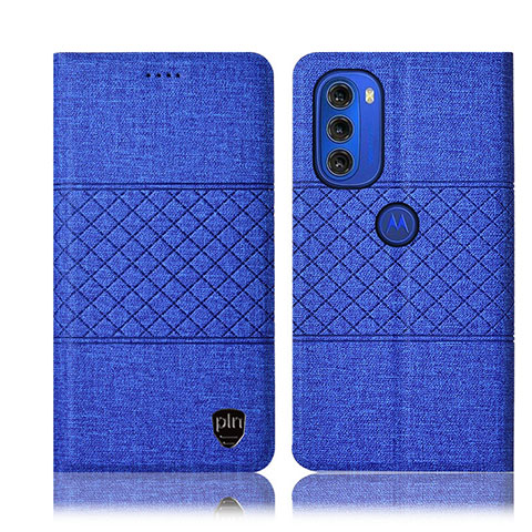 Custodia Portafoglio In stoffa con Supporto H12P per Motorola Moto G51 5G Blu