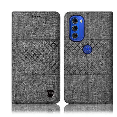 Custodia Portafoglio In stoffa con Supporto H12P per Motorola Moto G51 5G Grigio