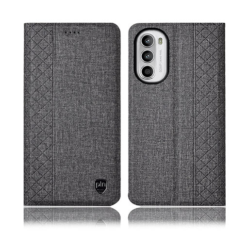 Custodia Portafoglio In stoffa con Supporto H12P per Motorola Moto G82 5G Grigio