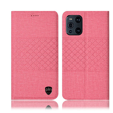 Custodia Portafoglio In stoffa con Supporto H12P per Oppo Find X3 Pro 5G Rosa