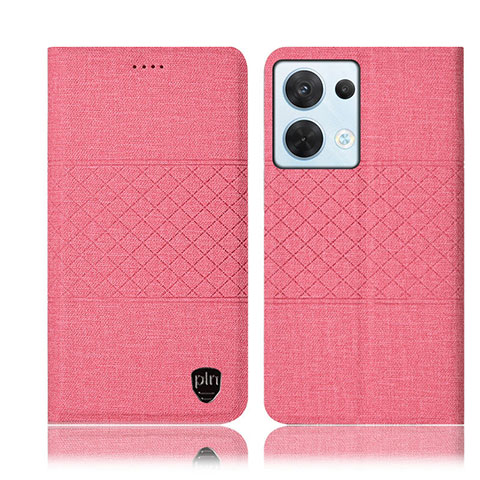 Custodia Portafoglio In stoffa con Supporto H12P per Oppo Reno9 5G Rosa