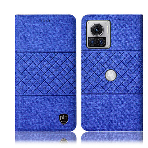 Custodia Portafoglio In stoffa con Supporto H13P per Motorola Moto Edge 30 Ultra 5G Blu