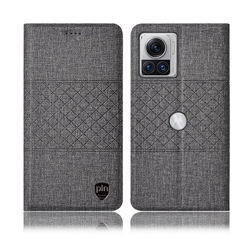 Custodia Portafoglio In stoffa con Supporto H13P per Motorola Moto Edge X30 Pro 5G Grigio