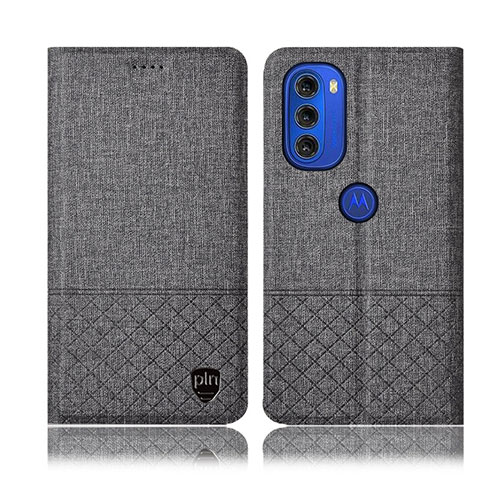 Custodia Portafoglio In stoffa con Supporto H13P per Motorola Moto G51 5G Grigio