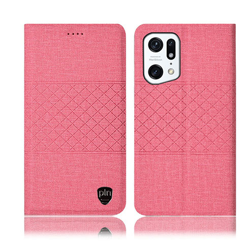 Custodia Portafoglio In stoffa con Supporto H13P per Oppo Find X5 Pro 5G Rosa