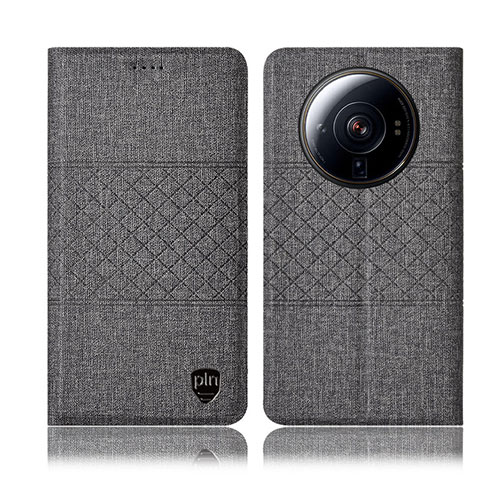 Custodia Portafoglio In stoffa con Supporto H13P per Xiaomi Mi 12 Ultra 5G Grigio