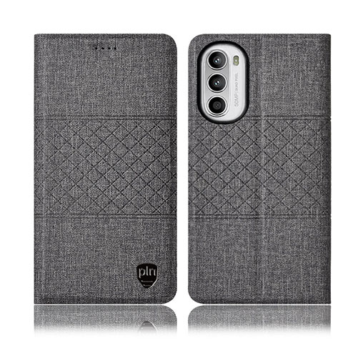 Custodia Portafoglio In stoffa con Supporto H14P per Motorola Moto Edge (2022) 5G Grigio