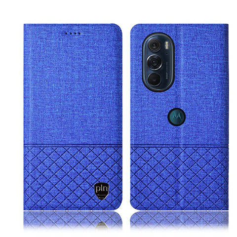 Custodia Portafoglio In stoffa con Supporto H14P per Motorola Moto Edge Plus (2022) 5G Blu