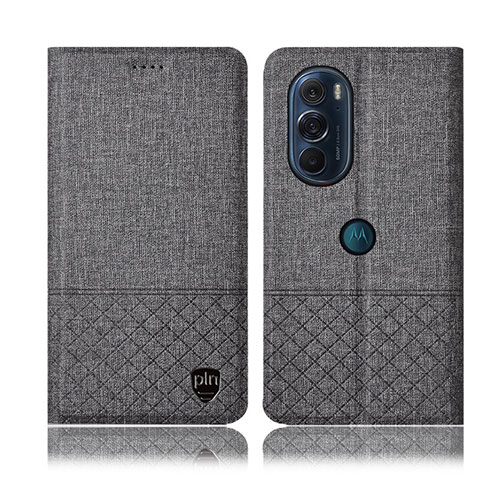 Custodia Portafoglio In stoffa con Supporto H14P per Motorola Moto Edge X30 5G Grigio