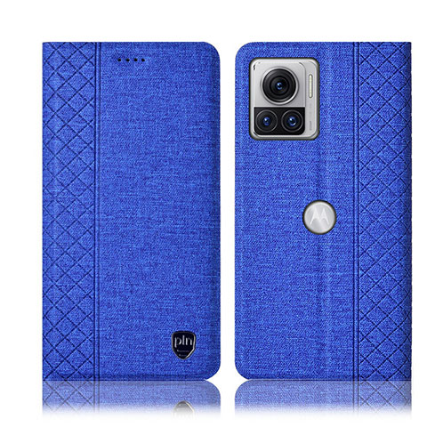 Custodia Portafoglio In stoffa con Supporto H14P per Motorola Moto Edge X30 Pro 5G Blu