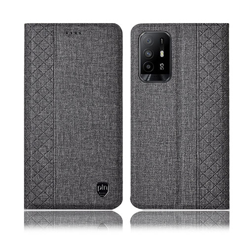 Custodia Portafoglio In stoffa con Supporto H14P per Oppo F19 Pro+ Plus 5G Grigio