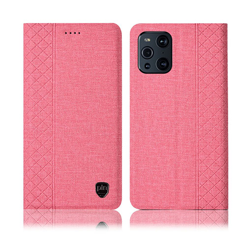 Custodia Portafoglio In stoffa con Supporto H14P per Oppo Find X3 Pro 5G Rosa