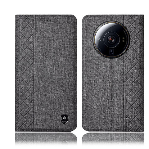 Custodia Portafoglio In stoffa con Supporto H14P per Xiaomi Mi 12 Ultra 5G Grigio