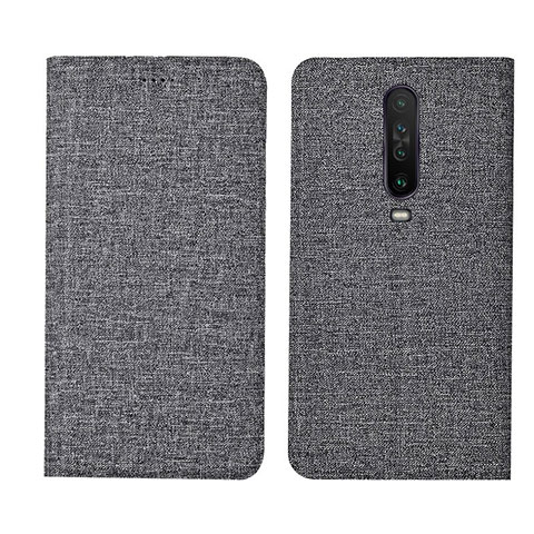 Custodia Portafoglio In stoffa con Supporto L01 per Xiaomi Redmi K30 4G Grigio