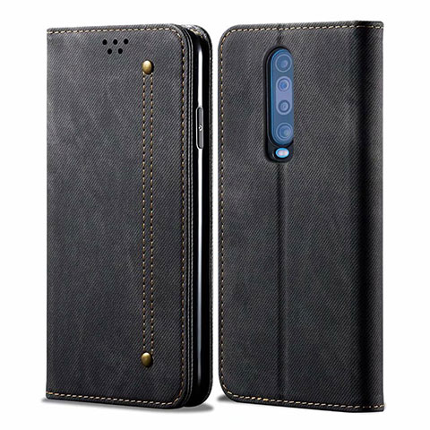 Custodia Portafoglio In stoffa con Supporto L02 per Xiaomi Redmi K30 4G Nero