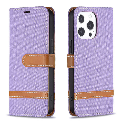 Custodia Portafoglio In stoffa con Supporto per Apple iPhone 13 Pro Max Viola