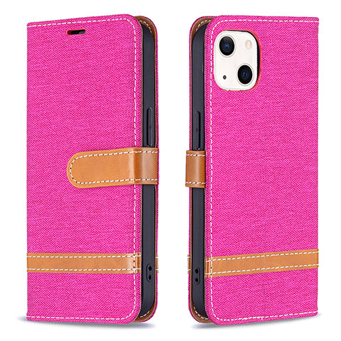 Custodia Portafoglio In stoffa con Supporto per Apple iPhone 14 Plus Rosa Caldo