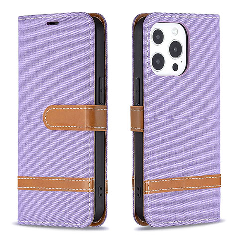 Custodia Portafoglio In stoffa con Supporto per Apple iPhone 14 Pro Max Viola