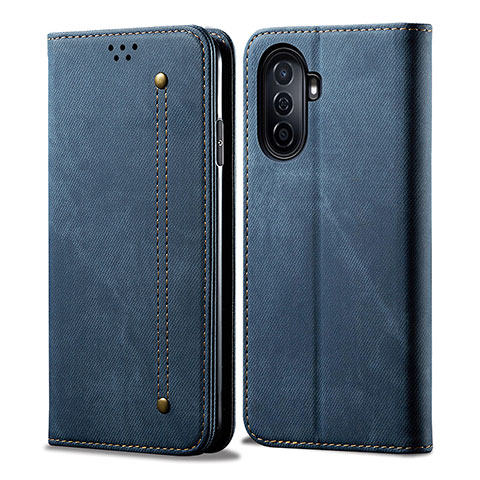 Custodia Portafoglio In stoffa con Supporto per Huawei Nova Y70 Blu