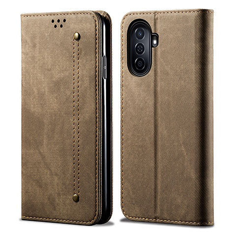 Custodia Portafoglio In stoffa con Supporto per Huawei Nova Y71 Khaki