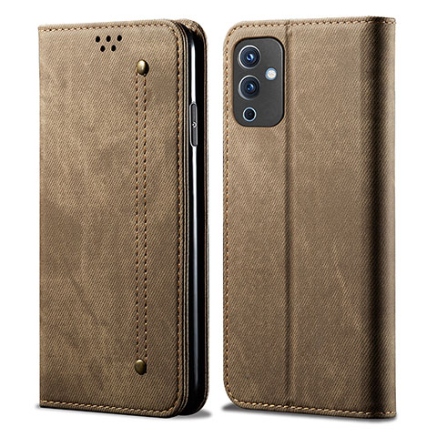 Custodia Portafoglio In stoffa con Supporto per OnePlus 9 5G Khaki