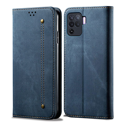 Custodia Portafoglio In stoffa con Supporto per Oppo F19 Pro Blu