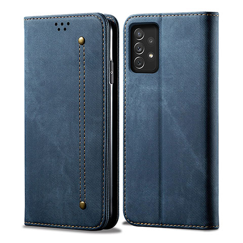 Custodia Portafoglio In stoffa con Supporto per Samsung Galaxy A72 5G Blu