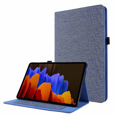 Custodia Portafoglio In stoffa con Supporto per Samsung Galaxy Tab S7 11 Wi-Fi SM-T870 Blu