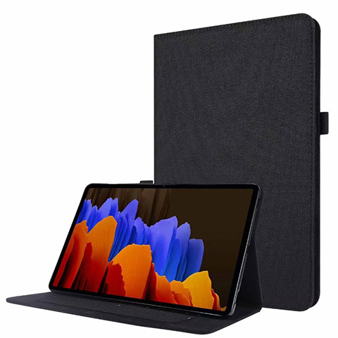 Custodia Portafoglio In stoffa con Supporto per Samsung Galaxy Tab S7 4G 11 SM-T875 Nero