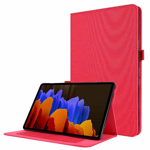 Custodia Portafoglio In stoffa con Supporto per Samsung Galaxy Tab S7 4G 11 SM-T875 Rosso