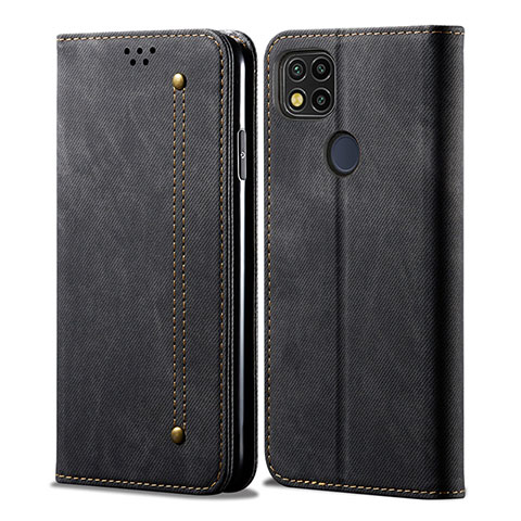 Custodia Portafoglio In stoffa con Supporto per Xiaomi Redmi 9 India Nero