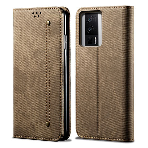 Custodia Portafoglio In stoffa con Supporto per Xiaomi Redmi K60 5G Khaki