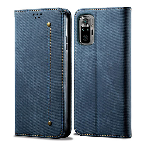 Custodia Portafoglio In stoffa con Supporto per Xiaomi Redmi Note 10 4G Blu