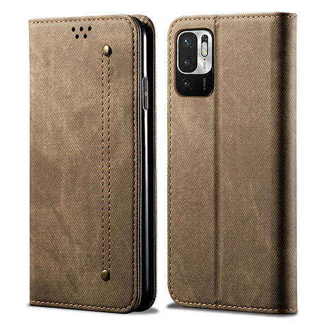 Custodia Portafoglio In stoffa con Supporto per Xiaomi Redmi Note 10 5G Khaki