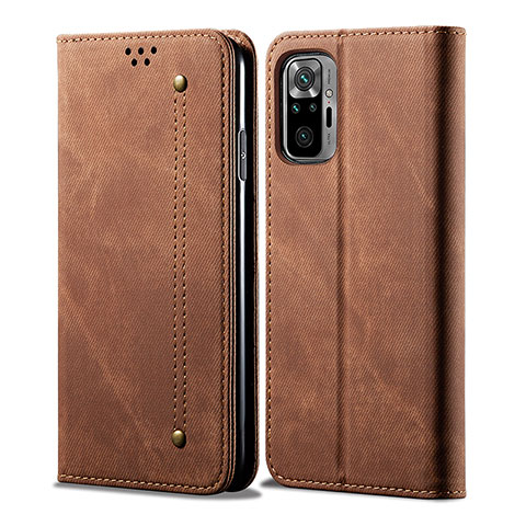 Custodia Portafoglio In stoffa con Supporto per Xiaomi Redmi Note 10 Pro Max Marrone