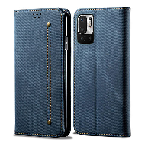 Custodia Portafoglio In stoffa con Supporto per Xiaomi Redmi Note 10T 5G Blu