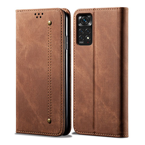 Custodia Portafoglio In stoffa con Supporto per Xiaomi Redmi Note 11 Pro 5G Marrone