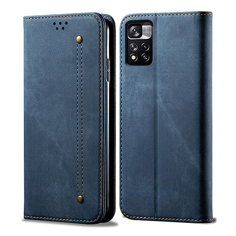 Custodia Portafoglio In stoffa con Supporto per Xiaomi Redmi Note 11S 5G Blu