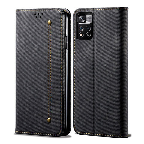 Custodia Portafoglio In stoffa con Supporto per Xiaomi Redmi Note 11S 5G Nero