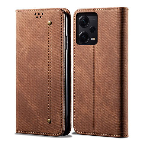 Custodia Portafoglio In stoffa con Supporto per Xiaomi Redmi Note 12 Explorer Marrone