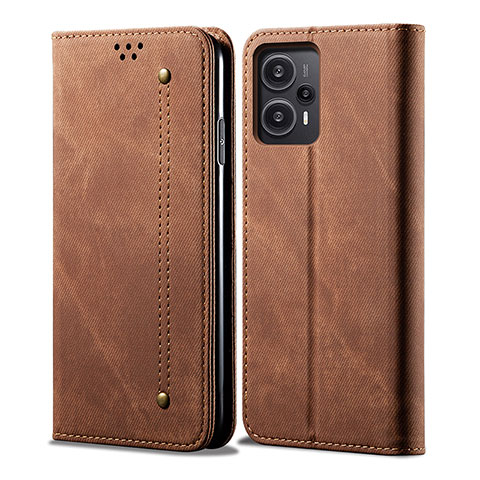 Custodia Portafoglio In stoffa con Supporto per Xiaomi Redmi Note 12 Turbo 5G Marrone