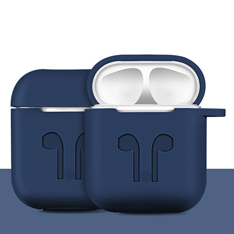 Custodia Portatile con Moschettone per AirPods Custodia di Ricarica A04 Blu