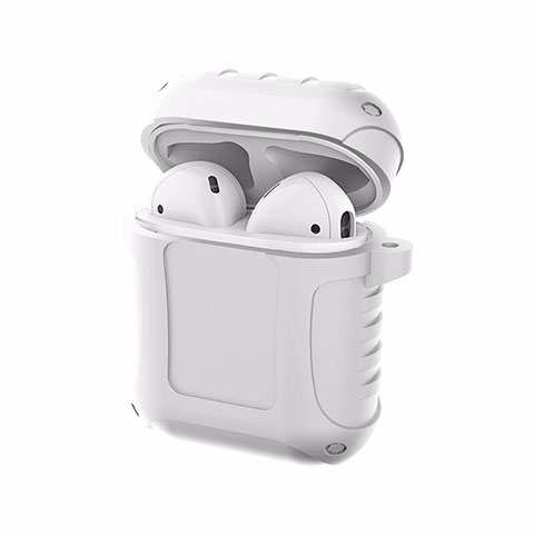 Custodia Portatile con Moschettone per AirPods Custodia di Ricarica C06 Bianco