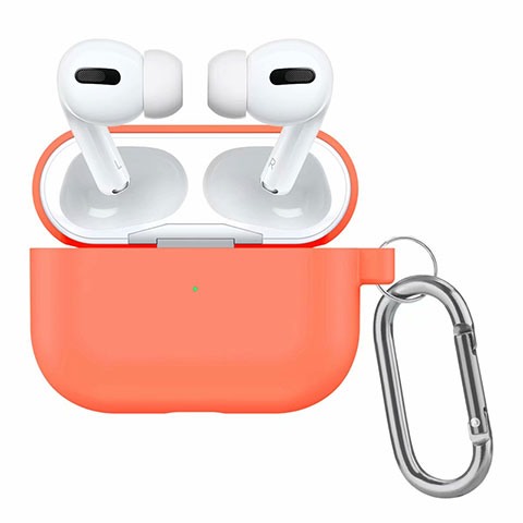 Custodia Portatile con Moschettone per AirPods Pro Custodia di Ricarica Arancione