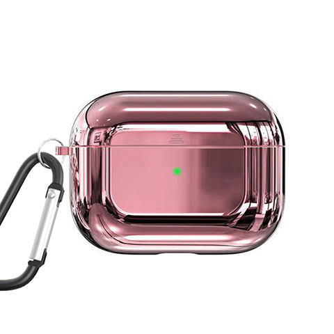 Custodia Portatile con Moschettone per AirPods Pro Custodia di Ricarica C01 Oro Rosa