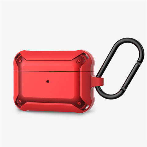 Custodia Portatile con Moschettone per AirPods Pro Custodia di Ricarica C03 Rosso