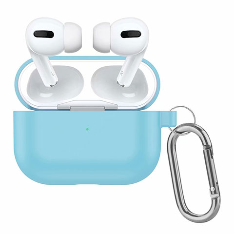 Custodia Portatile con Moschettone per AirPods Pro Custodia di Ricarica Cielo Blu