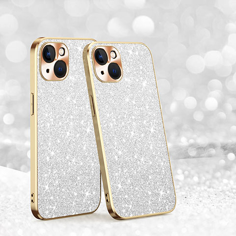 Custodia Silicone Cover Morbida Bling-Bling AC1 per Apple iPhone 13 Argento