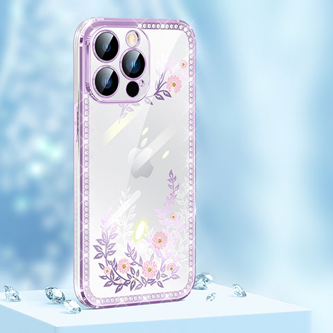 Custodia Silicone Cover Morbida Bling-Bling AT1 per Apple iPhone 13 Pro Viola